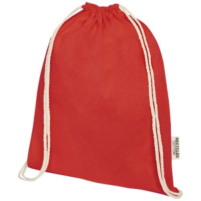 Borsa con cordoncino in cotone riciclato certificato GRS da 140 g/m² Oregon - cod. P120735